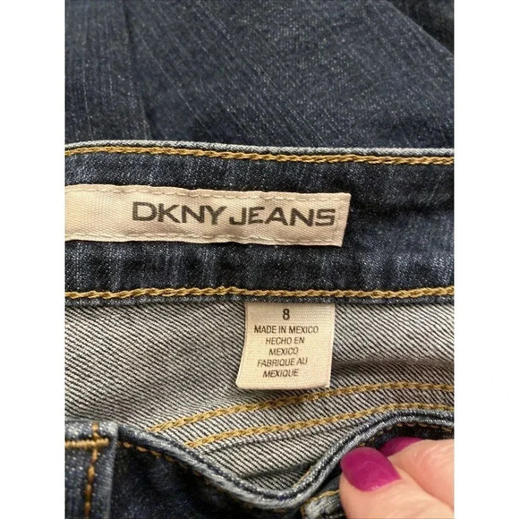 DKNY Jeans Bootcut Leg Denim Women's 8 Blue Mid Rise Cotton Blend Dark Wash - Picture 6 of 7